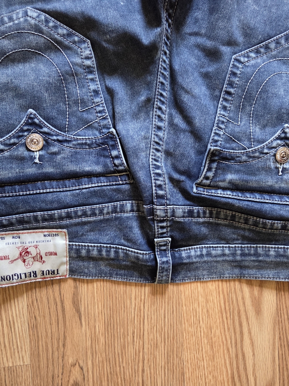 True Religion Geno Slim Fit Jeans Acid Wash Flap Pocket Men's Size 36